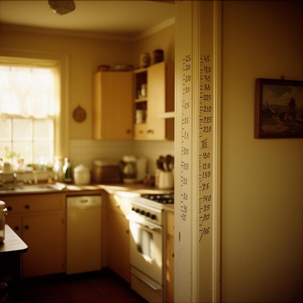 The doorframe in the kitchen